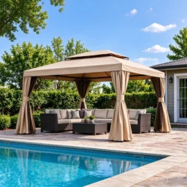 10×13  Double Tier Outdoor Patio Gazebo Wholesale | Custom Canopy Supplier