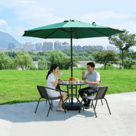 2.7M/9FT Waterproof  Market Middle Pole Patio Umbrella – 8 Steel Ribs Parasol
