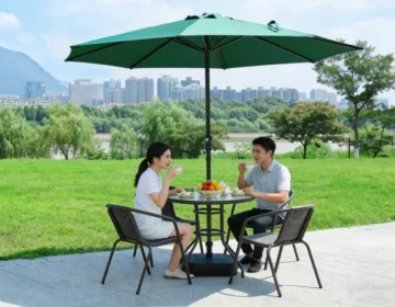 2.7M/9FT Waterproof  Market Middle Pole Patio Umbrella - 8 Steel Ribs Parasol