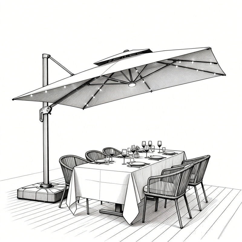 a double-top offset cantilever patio umbrella for outdoor garden ,backyard,hospitality